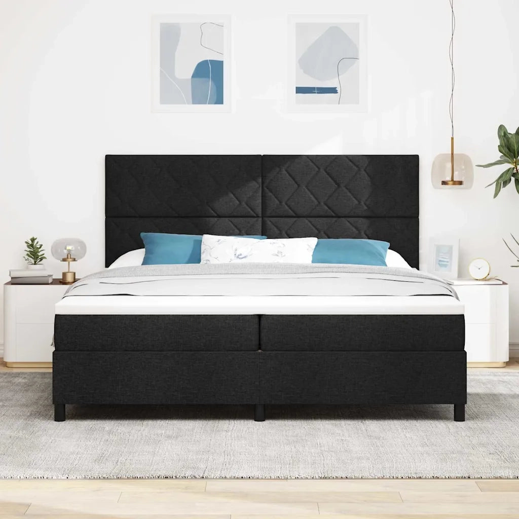 Letto a molle con materasso Nero 200 x 200 cm Tessuto 3339492