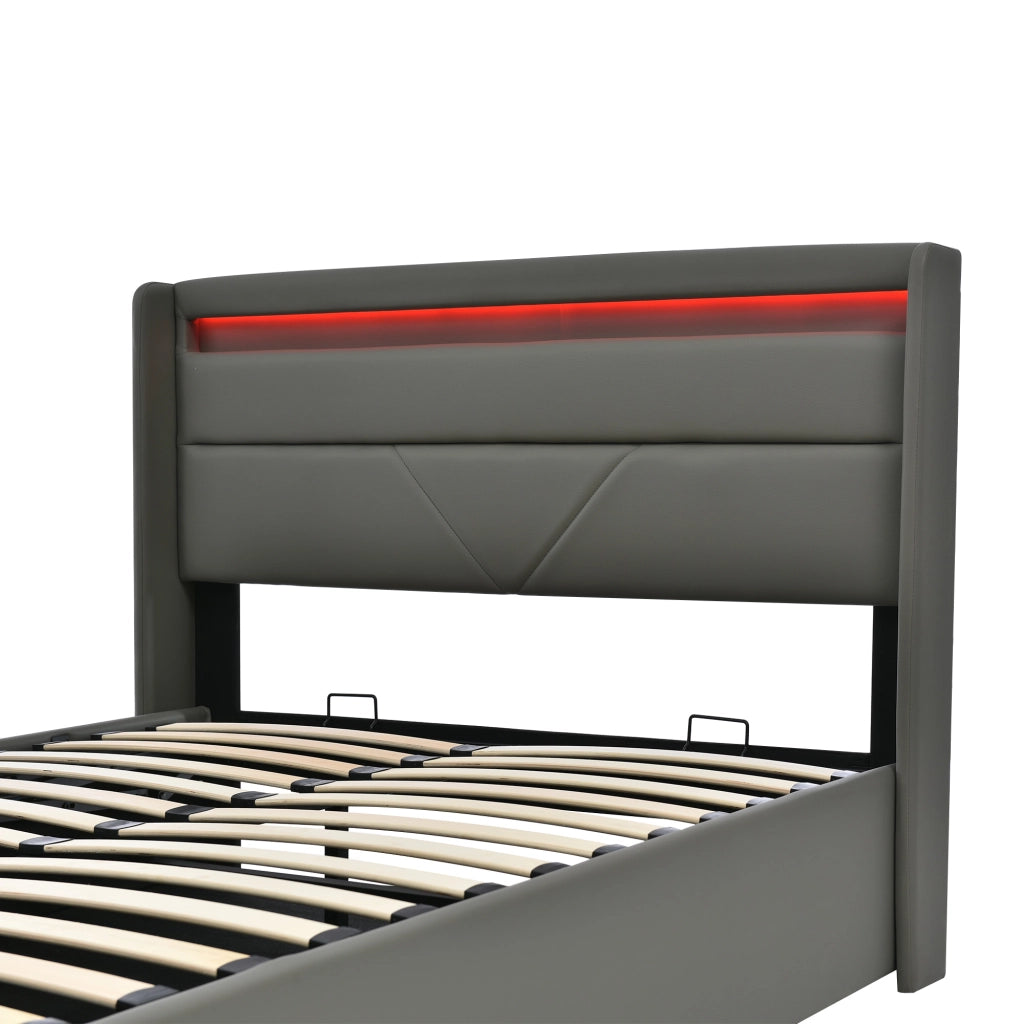 letto imbottito pu grigio 160x200 cm