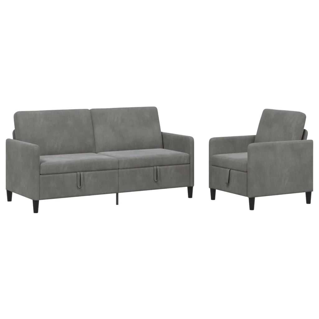 Set di Divani con Storage 2 pz Grigio Scuro Poliestere 3429219
