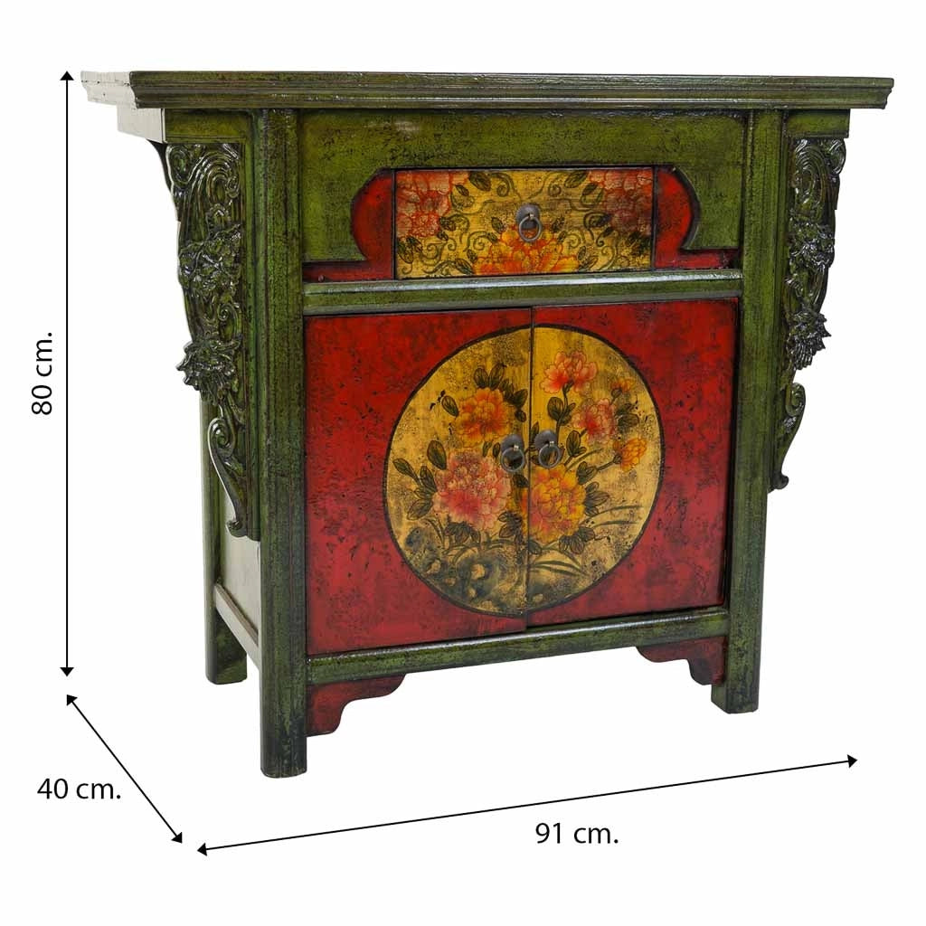 Mobile da ingresso in legno verde 91x40x80h
