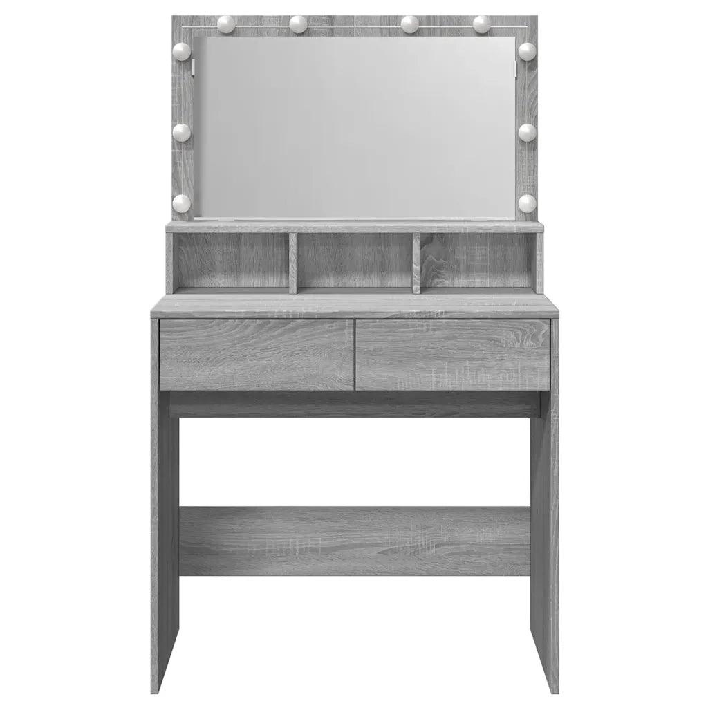 Toeletta | Tavolo da Trucco con LED Grigio Sonoma 80x41x134,5 cm