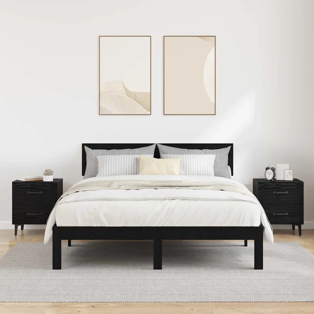 Armadietto per letto 2 pz Rovere Nero 40 x 35 x 47,5 cm CFW2354202