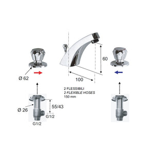 Remer batteria lavabo 3 fori - serie 1000 2000
