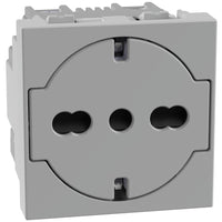 Presa flat Schuko Standard Bticino MATIXGO P40 2 moduli grigia JG4140A16F