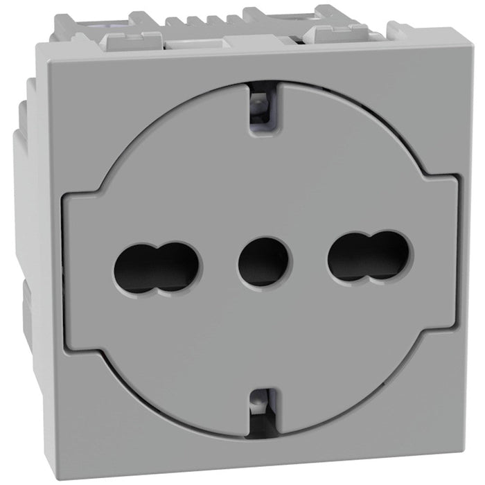 Presa flat Schuko Standard Bticino MATIXGO P40 2 moduli grigia JG4140A16F