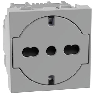 Presa flat Schuko Standard Bticino MATIXGO P40 2 moduli grigia JG4140A16F