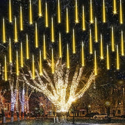 Illuminazione natalizia - Set da 4 con 8 tubi - Stelle cadenti - Meteoriti - Estendibile fino a 3 pezzi - Lunghezza 4 metri - Lunghezza tubo 30 cm - 230v - In- e outdoor - Luce gialla - IP44 Resistente all'acqua