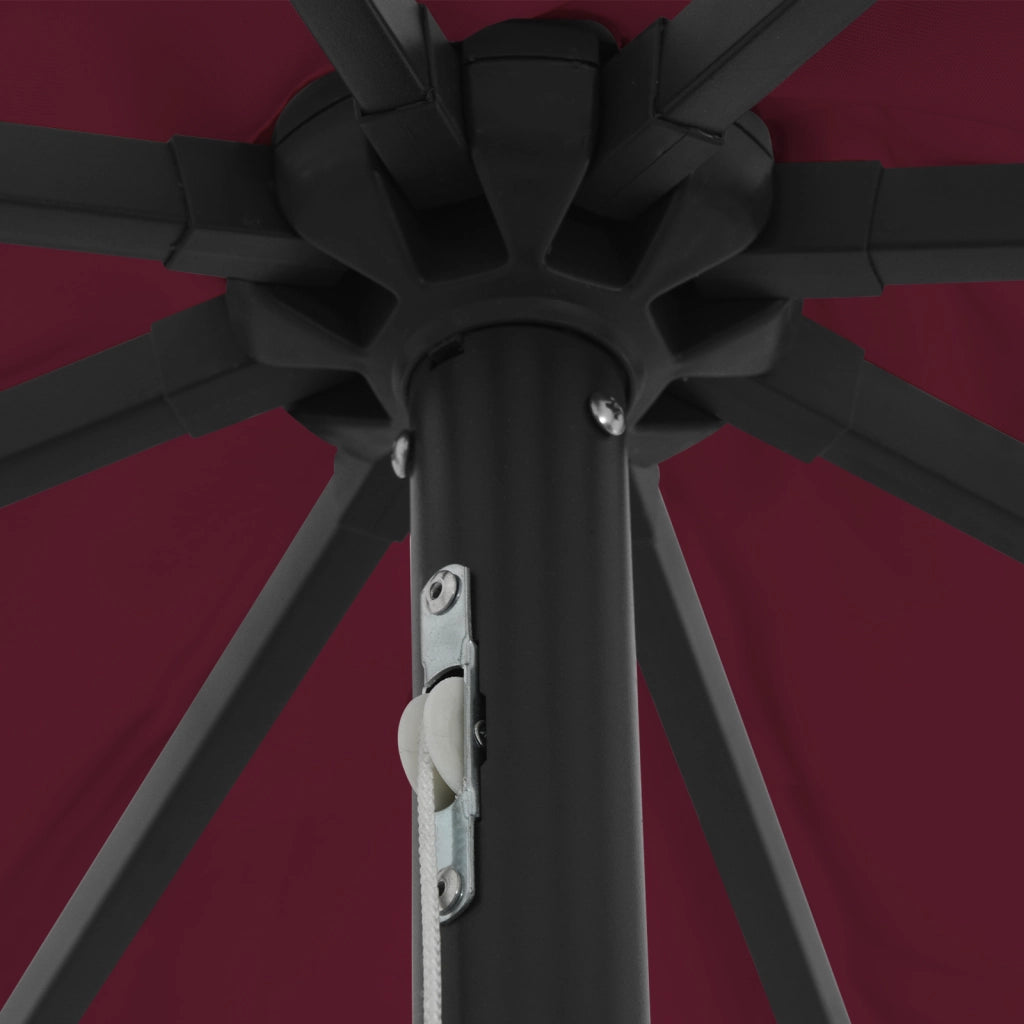 Parasol da giardino  con luci LED Ã˜395x245 cm Rosso Bordeaux