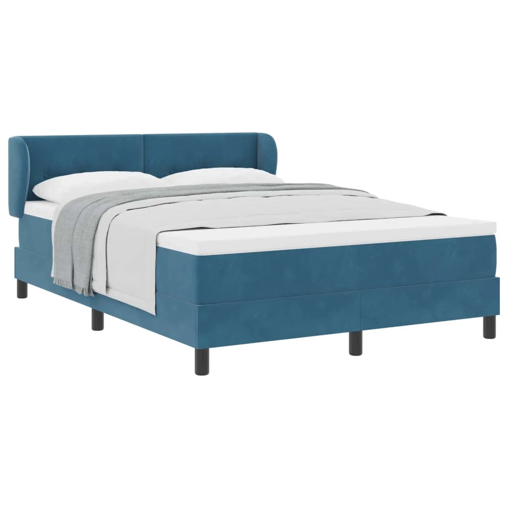 Letto a molle con testiera Blu scuro 140 x 200 cm Velluto 3340392
