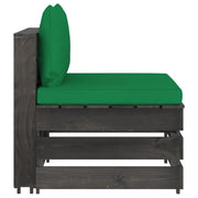 Divano componibile-Divano Centrale Modulare con Cuscini in Legno Impregnato Grigio 890638
