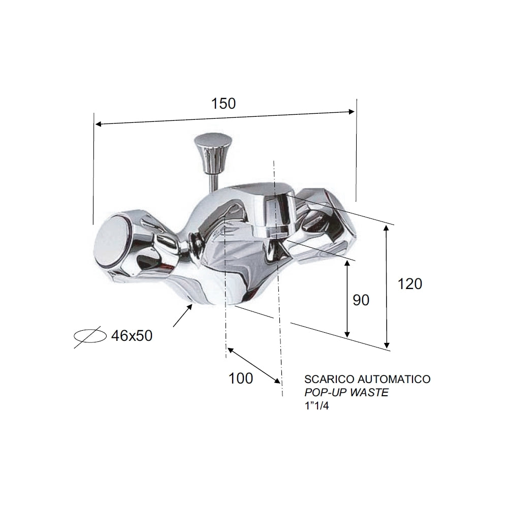 Rubinetto lavabo con scarico automatico serie 1000 2000