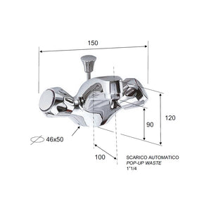 Rubinetto lavabo con scarico automatico serie 1000 2000