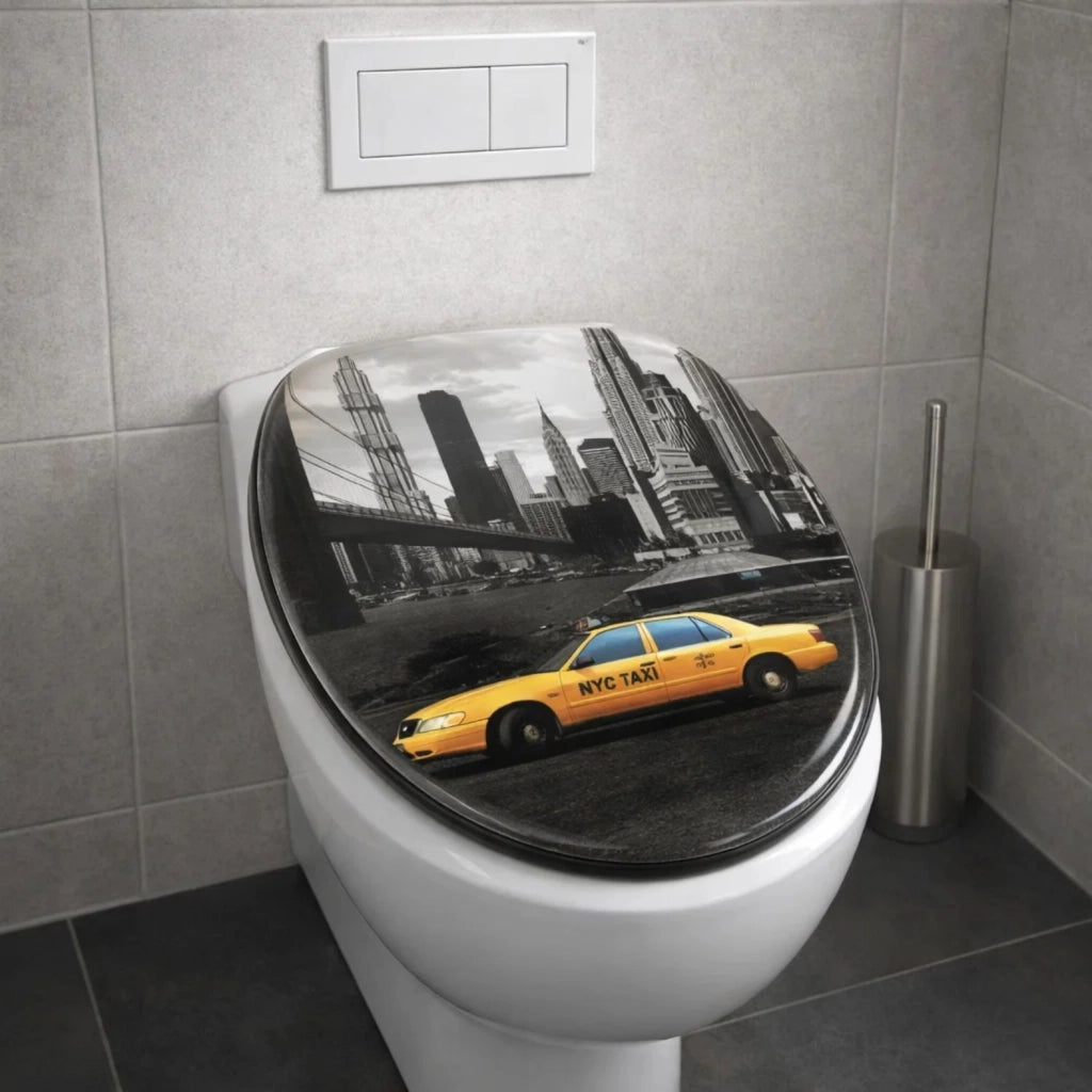 Sedile wc copri vater universale frizionato fantasia in mdf chiusura rallentata *** fantasia nyc, confezione 1