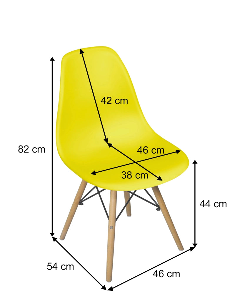 Sedia in plastica gialla con gamba, piede in legno (2 pz) - SD16NOPL