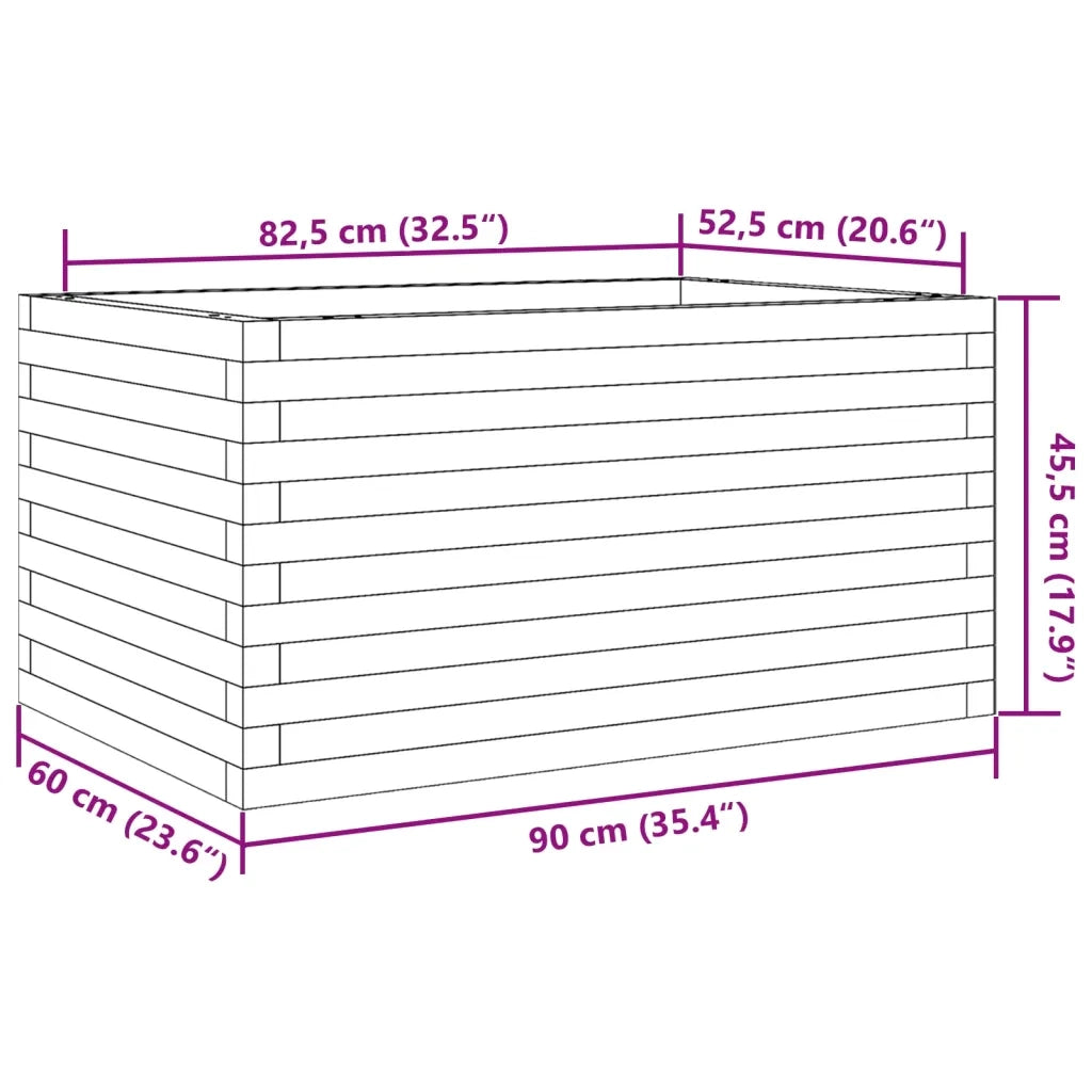 Fioriera | Cassetta per fiori | Vaso da Giardino Bianca 90x60x45,5cm Legno Massello di Pino