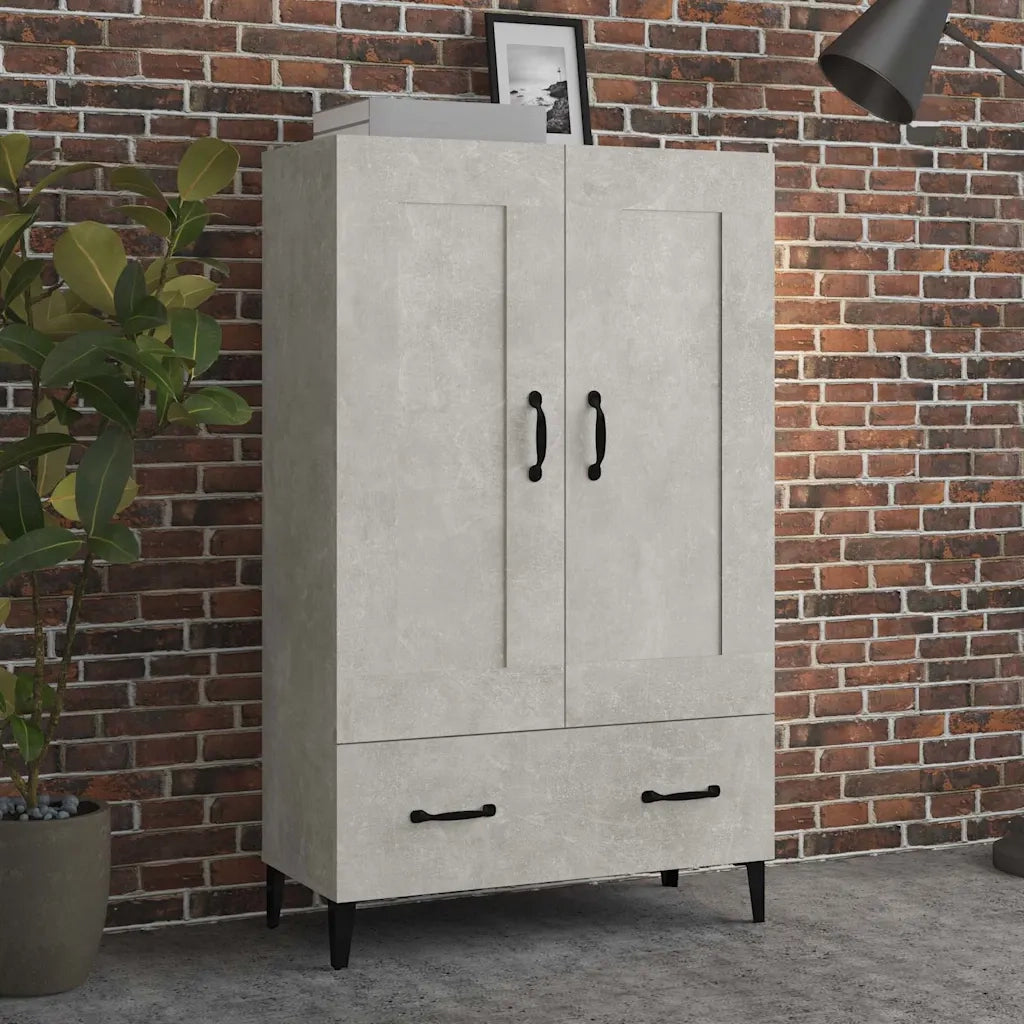 Credenza | Madia | Buffet da pranzo | Armadio da pranzo Grigio Cemento 70x31x115 cm in Legno Multistrato