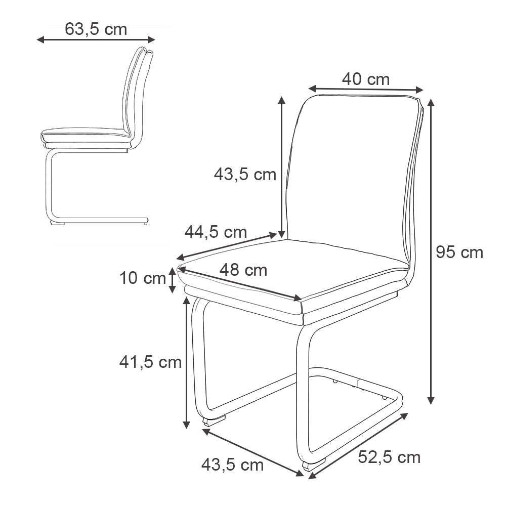 Vicco Sedia a sbalzo Grigio Set di 2