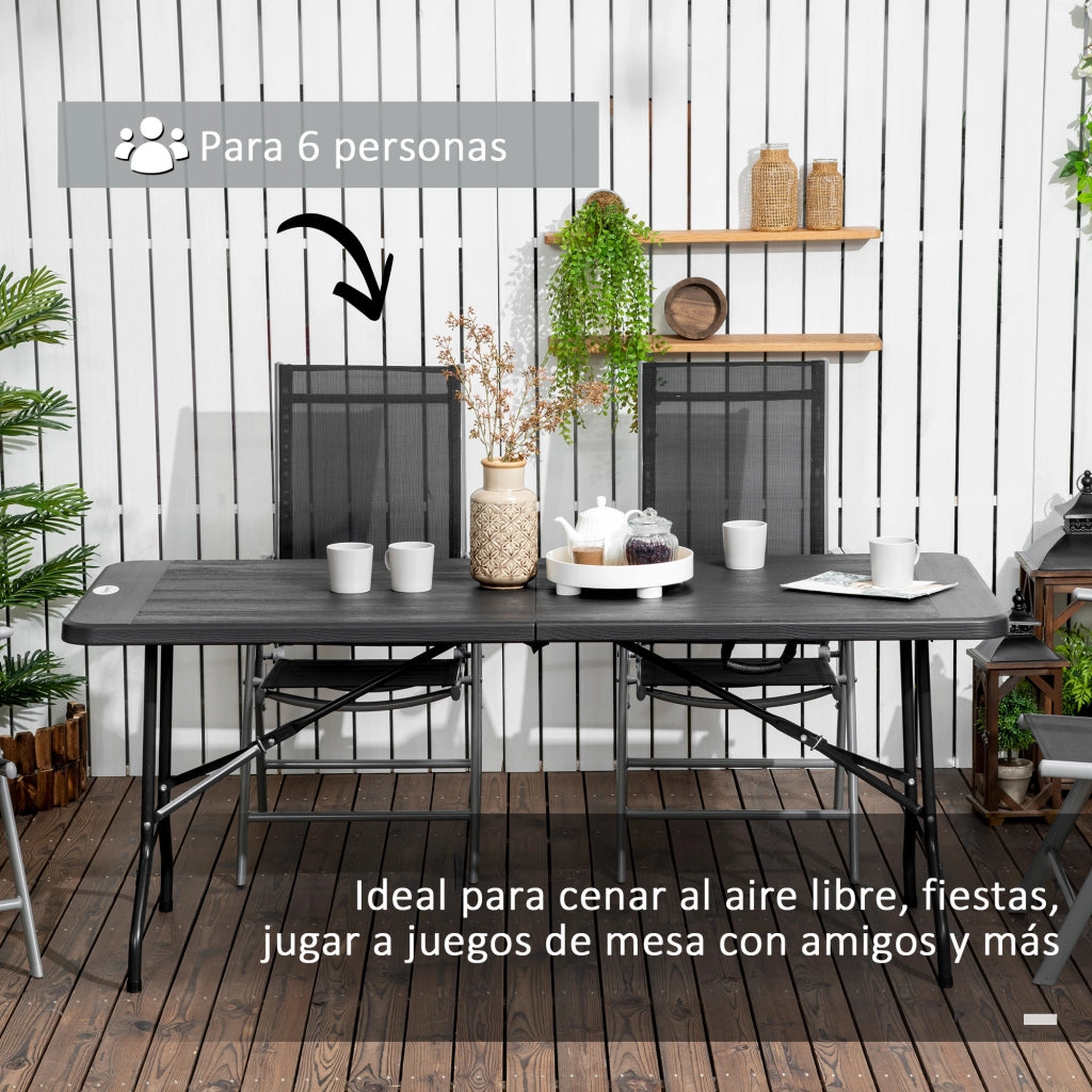 Tavolo pieghevole da giardino rettangolare ¨C Xylo ¨C acciaio HDPE grigio 180x75,5x73 cm 6 persone