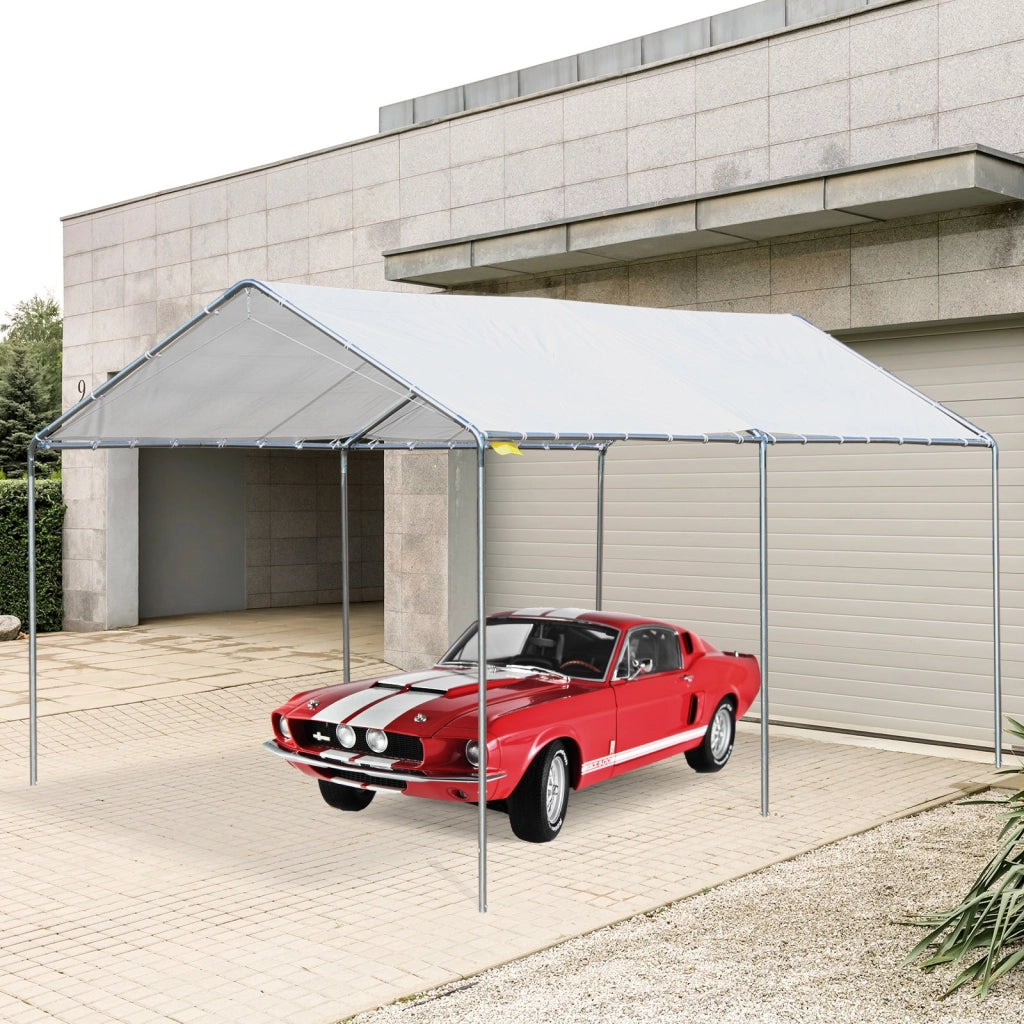 Tendone per Auto 5.95x2.9x2.6m in Acciaio Zincato Bianco