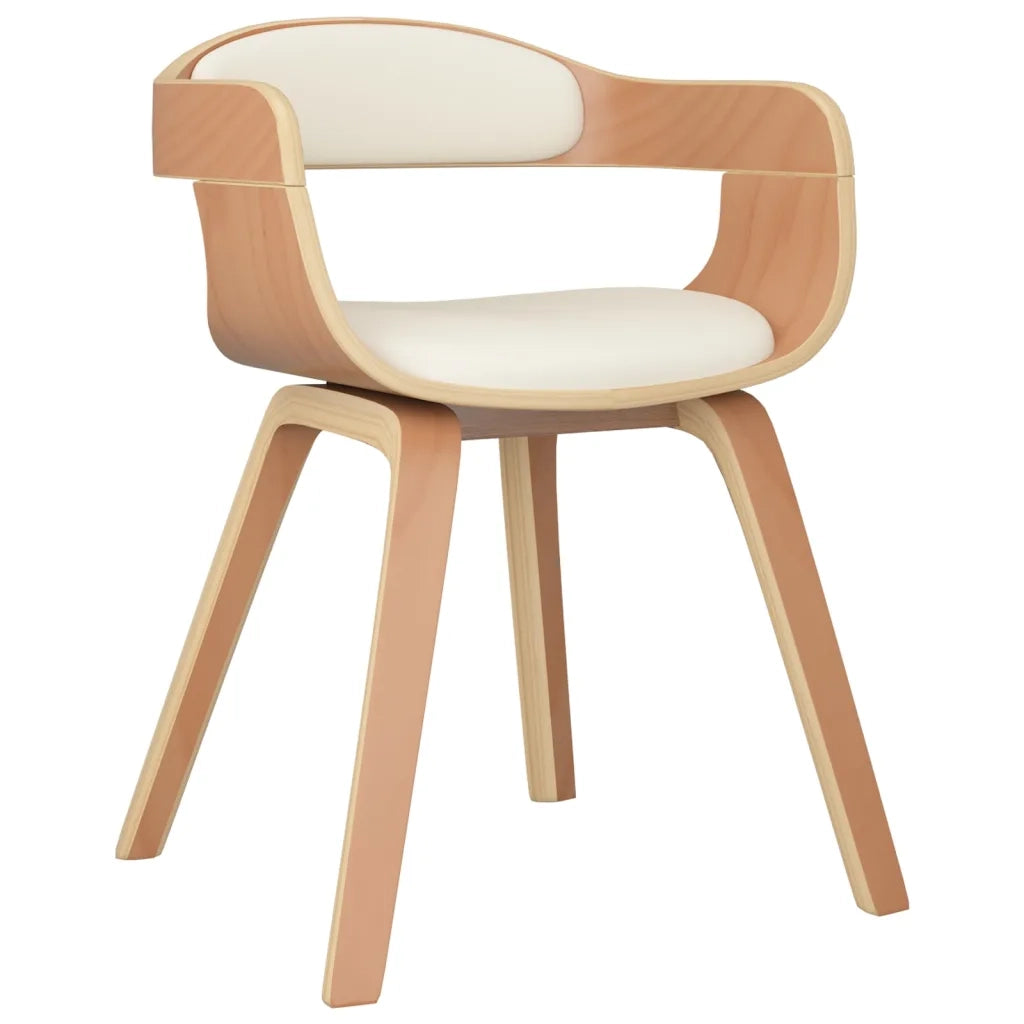 Sedie da Pranzo 6 pz Crema in Legno Curvato e Similpelle cod mxl 23032