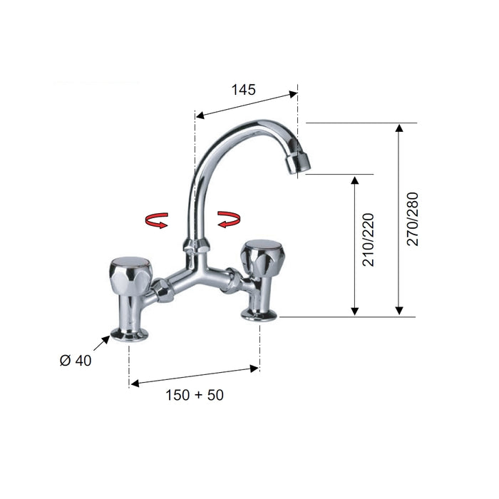 Rubinetto a ponte remer 1000 2000