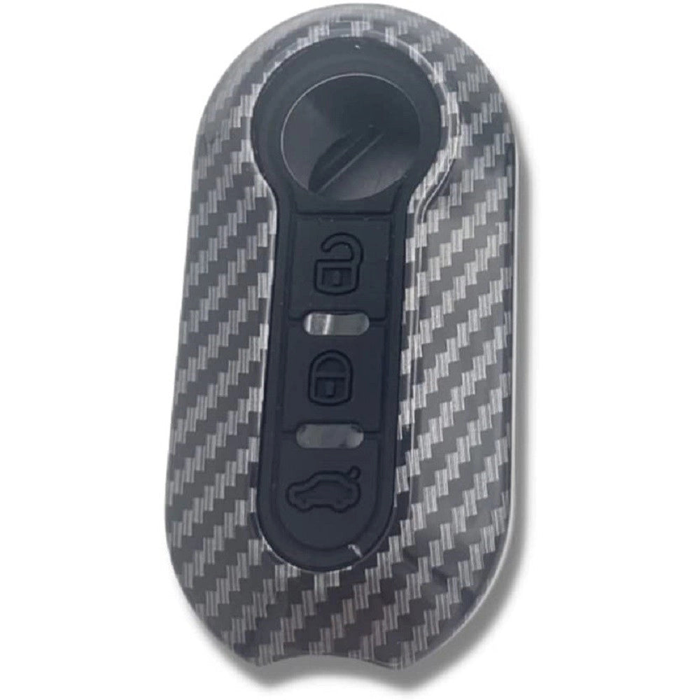 Trade Shop - Guscio Chiave In Carbonio Con Pad 3 Tasti Cover Con Portachiavi Per Fiat Lancia -