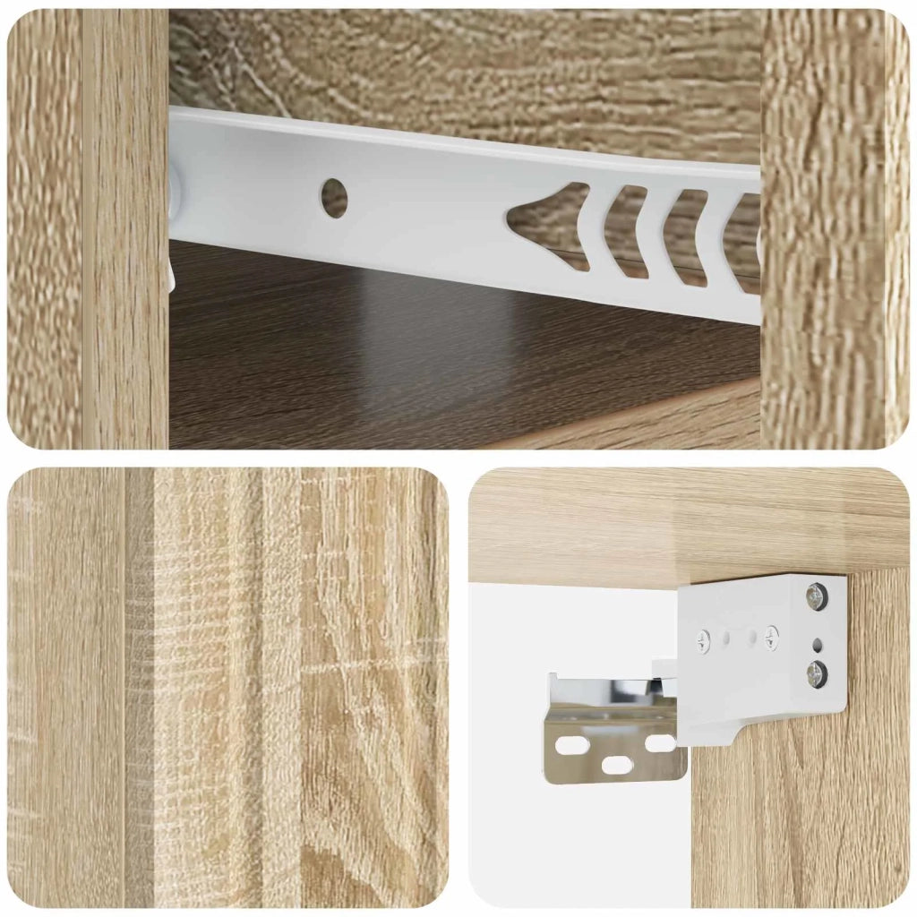 Set di 2 Comodini | Armadio da Notte | Mobiletto da notte a muro Rovere Sonoma 49 x 34,5 x 24 cm