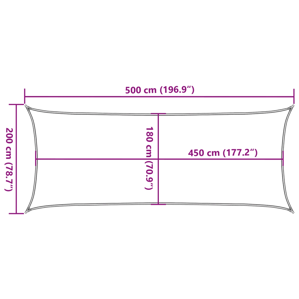 Vela Parasole 160 g/m² Rettangolare Sabbia 2x5 m in HDPE 4002033