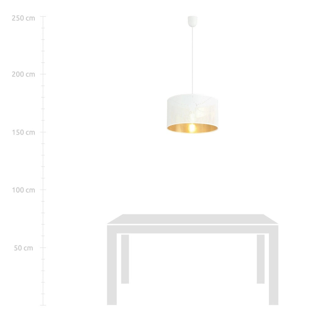 Lampada a sospensione Aston in acciaio bianco con interno dorato