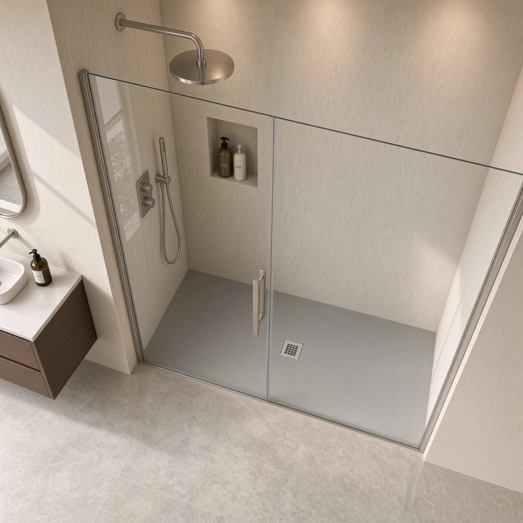 Piatto doccia rettangolare 70x90 cm effetto pietra marmoresina STONE grigio cemento FRANCIA