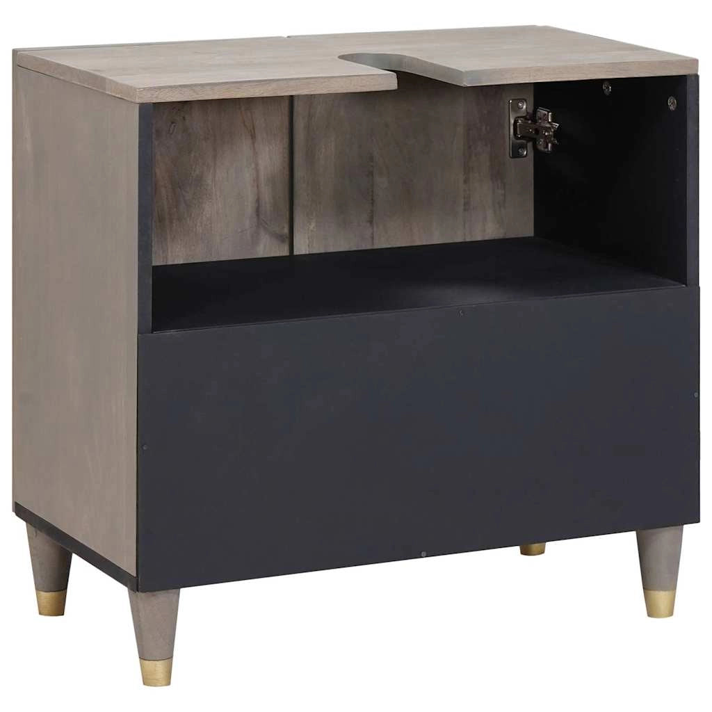 Mobiletto lavabo moderno e compatto 62 x 33 x 58 cm con pratico spazio di archiviazione stile elegante legno massello di mango grigio 02_0057887