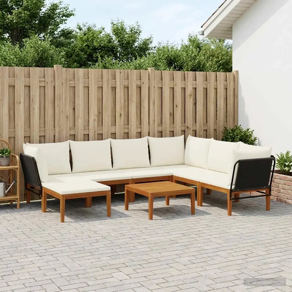 8 pcs Legno massiccio di acacia e corda Naturale 3407721
