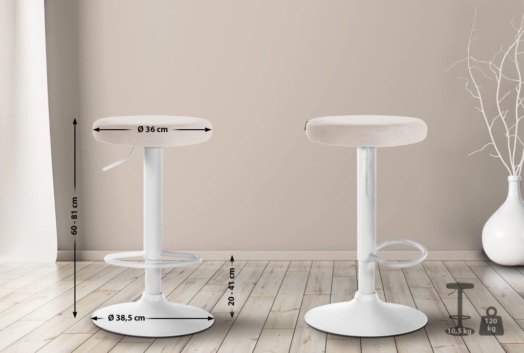 2er Set Barhocker Ponte Samt weiЯ