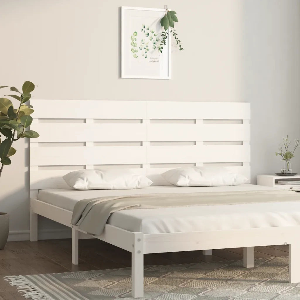 Testiera | Testata per Letto Bianca 120x3x80 cm in Legno Massello di Pino