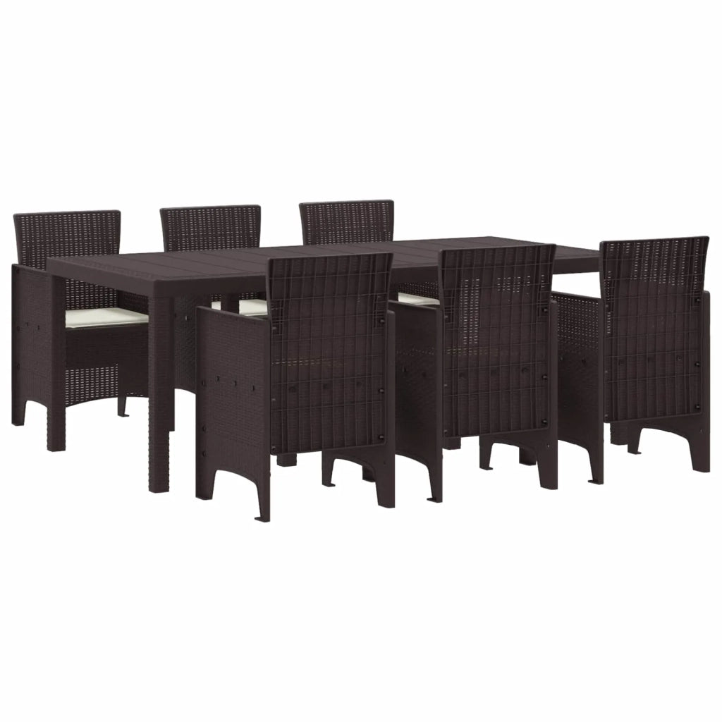 Set da Pranzo per Giardino 7 pcs Marrone Polipropilene 3378721