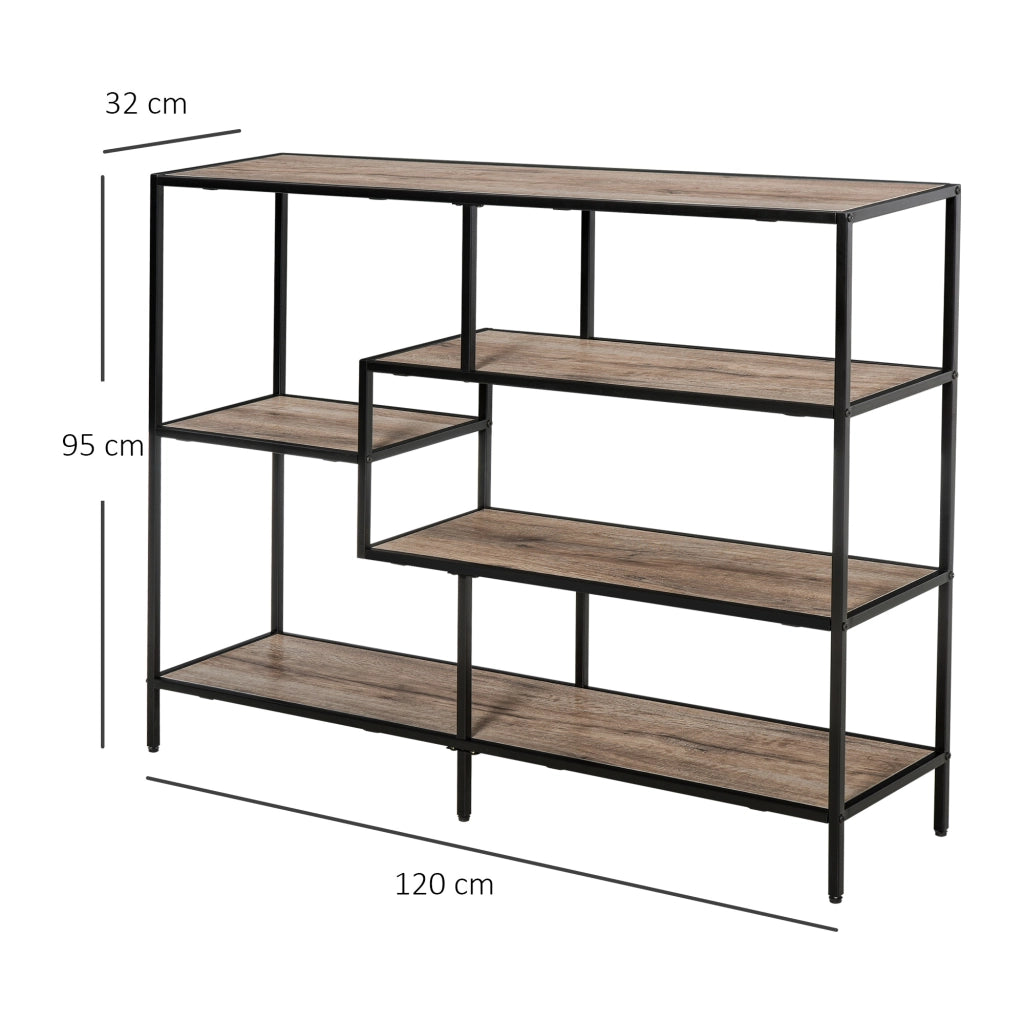 Libreria Scaffale Asimmetrica Stile Industriale ¨C zephmum ¨C Legno e Metallo 80x30x200