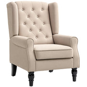 Poltrona capitonnata ¨C zephmum ¨C beige, tessuto, gambe in legno, 74x87x102 cm