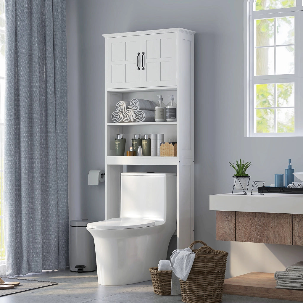 Mobile Bagno Sospeso con Ante e Ripiani ¨C Zephmum ¨C 66x23x178 Bianco