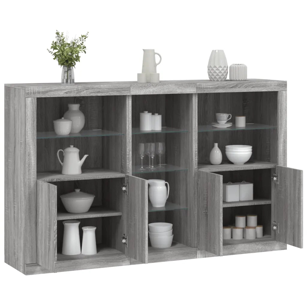 Credenza con Luci LED Grigio Sonoma 162x37x100 cmcod mxl 109862
