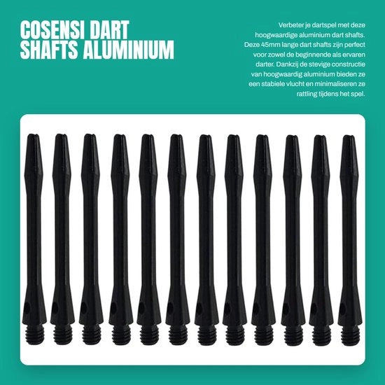 Set di punte per darts in alluminio - Medio - Set da 12 - 45 mm - Filo 2BA - Leggero - Resistente agli urti