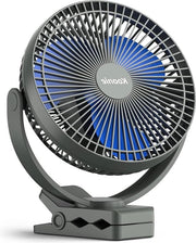 Ventilatore portatile caricabile 10000 mAh - 8 pollici ventilatore a batterie clip-on - ventilatore USB - 4 velocità - forte flusso d'aria - robusta presa - per ufficio, scrivania, auto, outdoor ventilatore
