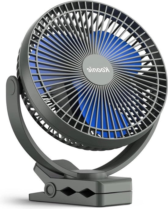 Ventilatore portatile caricabile 10000 mAh - 8 pollici ventilatore a batterie clip-on - ventilatore USB - 4 velocità - forte flusso d'aria - robusta presa - per ufficio, scrivania, auto, outdoor ventilatore