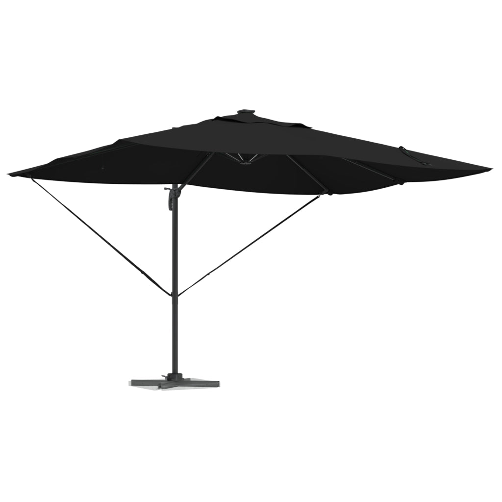 Ombrellone a Sbalzo Roma con LED Nero 352x251x265 cm Alluminio