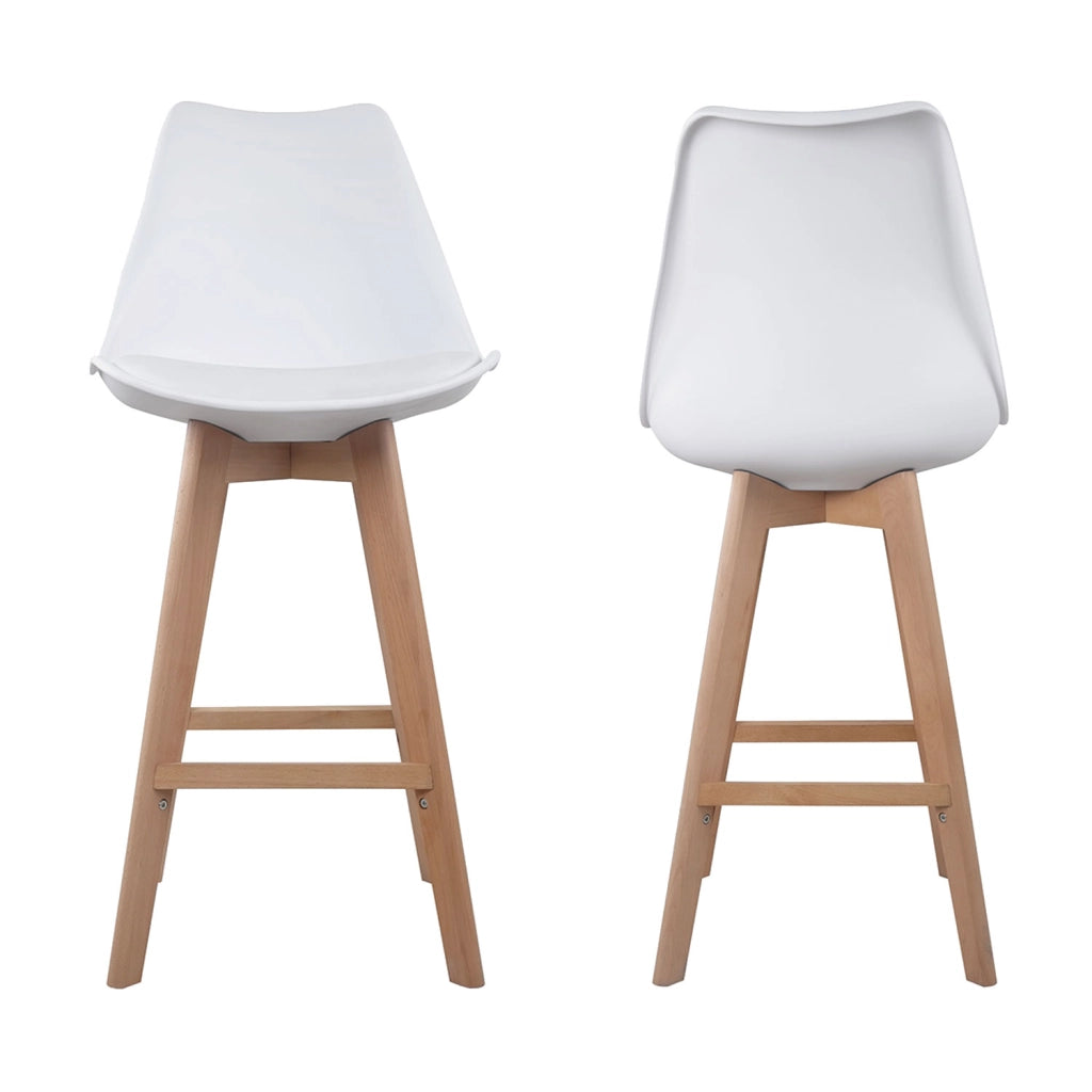 Set di 2 sgabelli scandinavi SVEN bianchi con cuscino