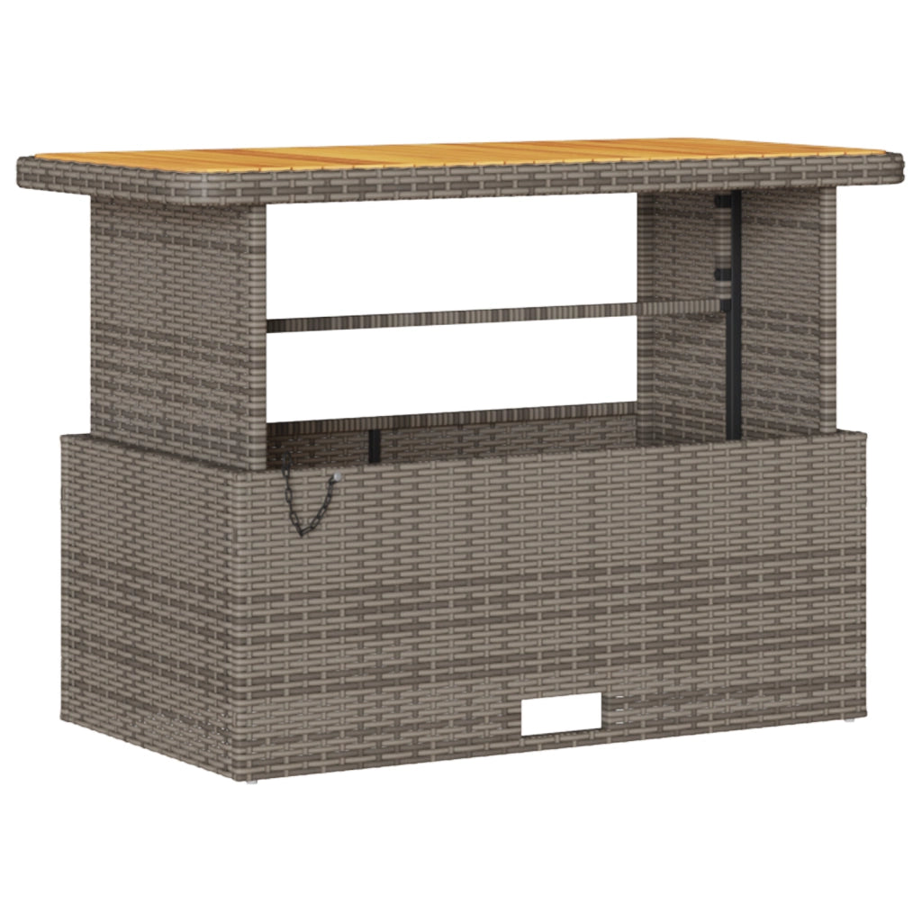 Set da Pranzo da Giardino 4 Pezzi con Cuscini Grigio in Polyrattan e Acacia