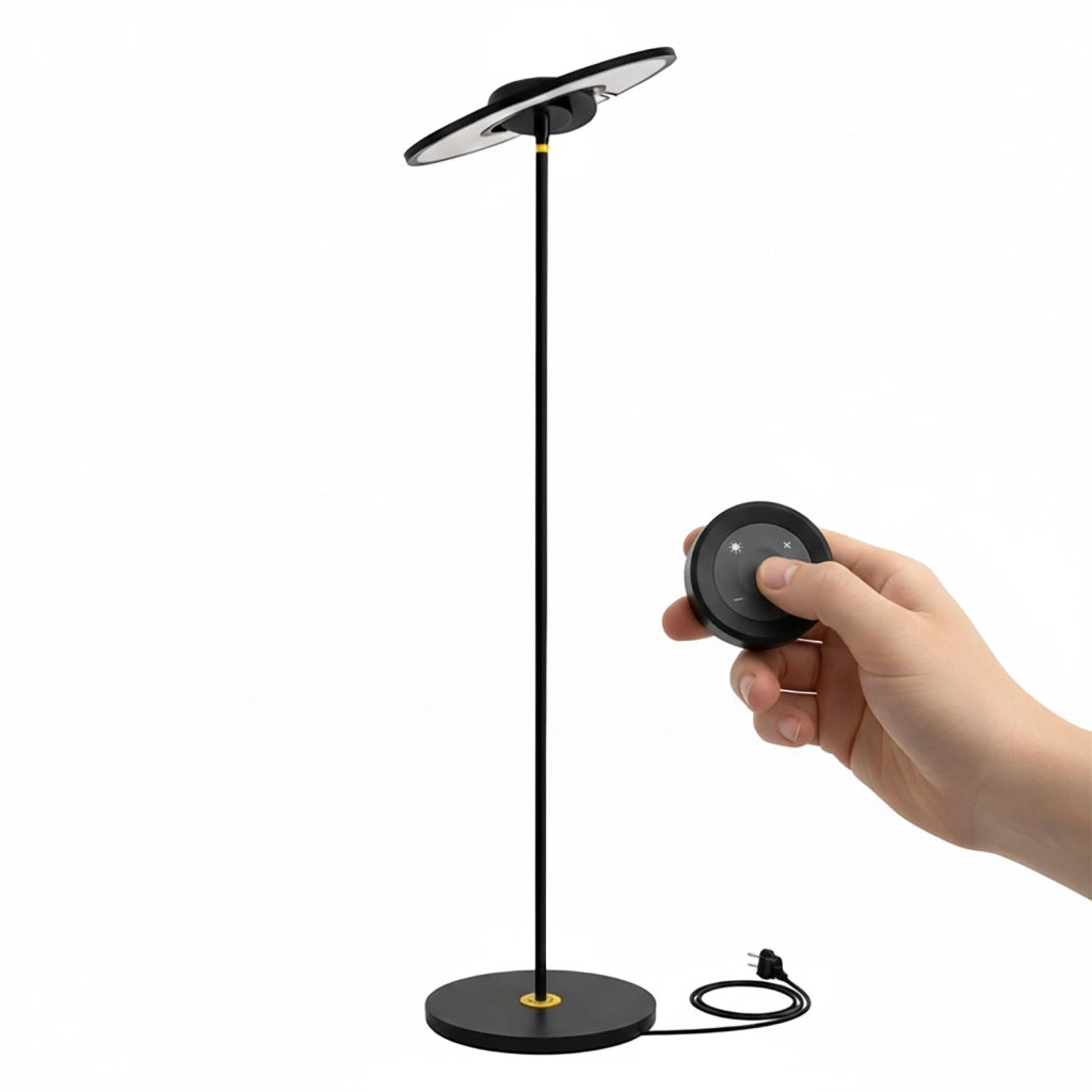 Piantana Nera LED 48W Dimmerabile CCT RGB Lampada da Terra Orientabile 360 gradi Telecomando Luce Ufficio Salotto 2mt
