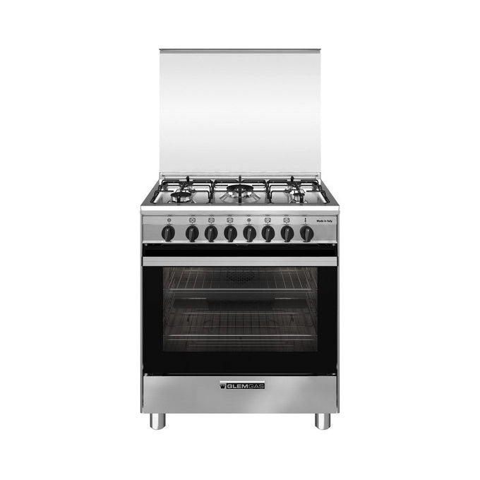 Glem Gas, Cucina a Gas Acciaio Inox, 5 Fuochi, Forno Elettrico Ventilato, SA765MI6