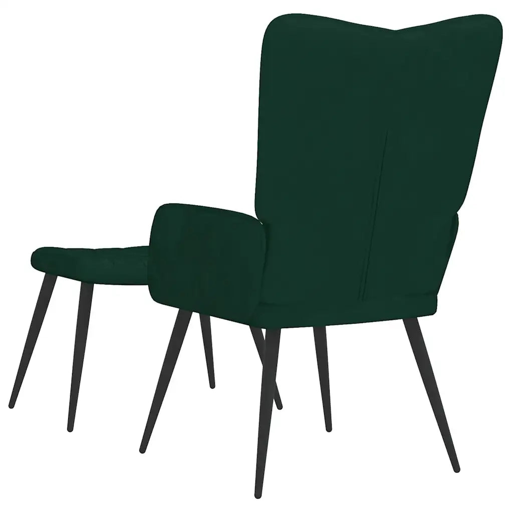 Poltrona Relax | Sedia Relax con Sgabello Verde Scuro in Velluto