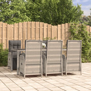 Set da Pranzo da Giardino 7 pz con Cuscini in Polyrattan Grigio 3185033