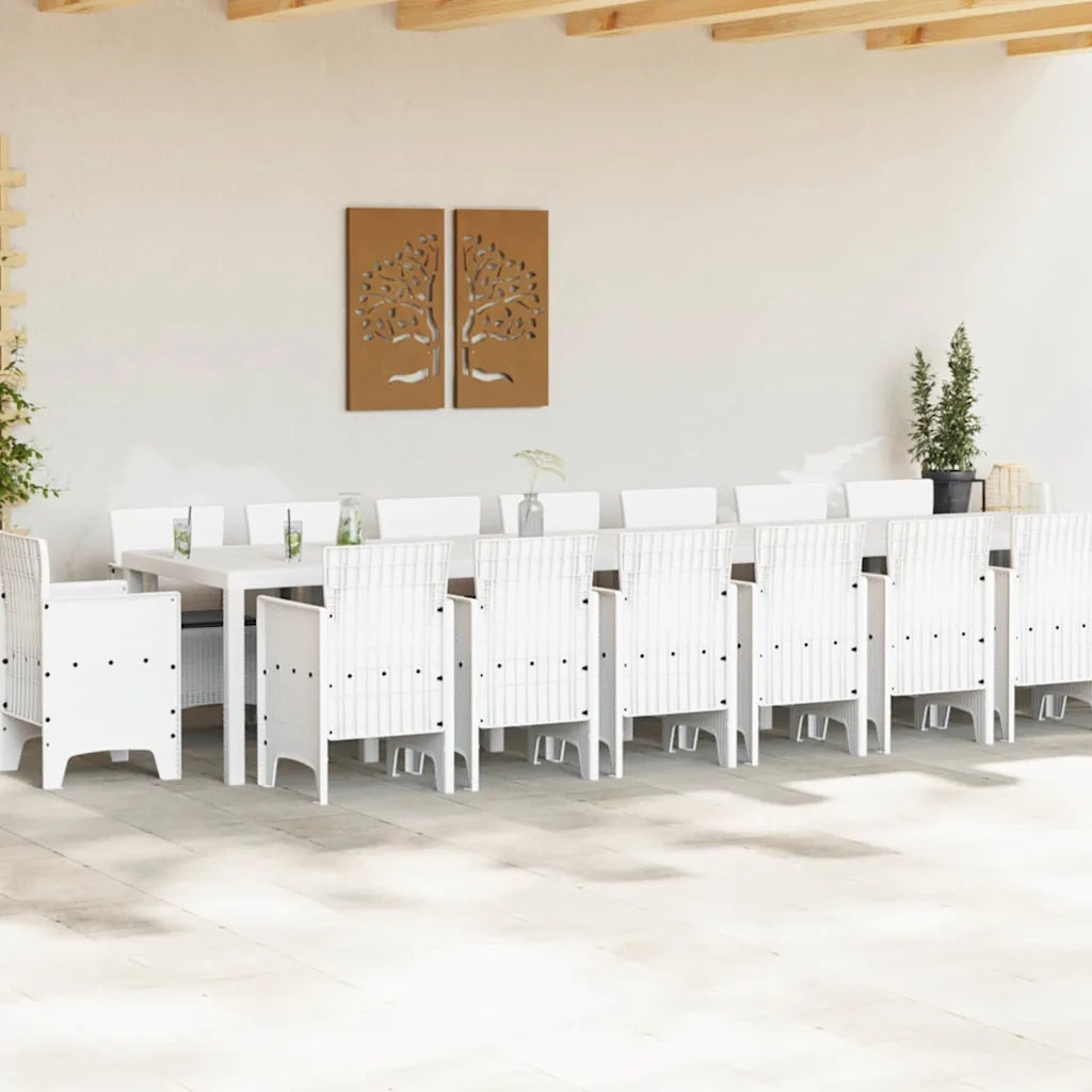 Set da pranzo da giardino con cuscini 17 pcs Bianco PP